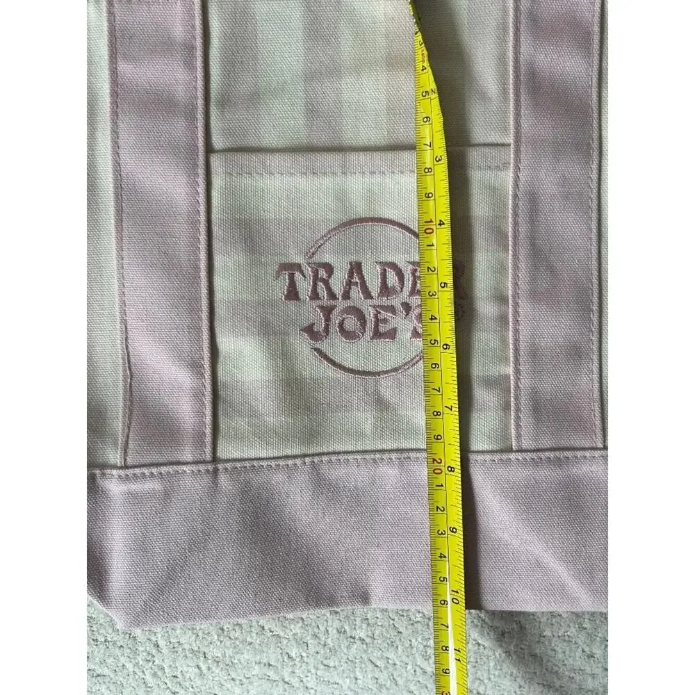 Trader Joe's Set of 2 Striped Mini Canvas Tote Bags Pink & Mint NWT